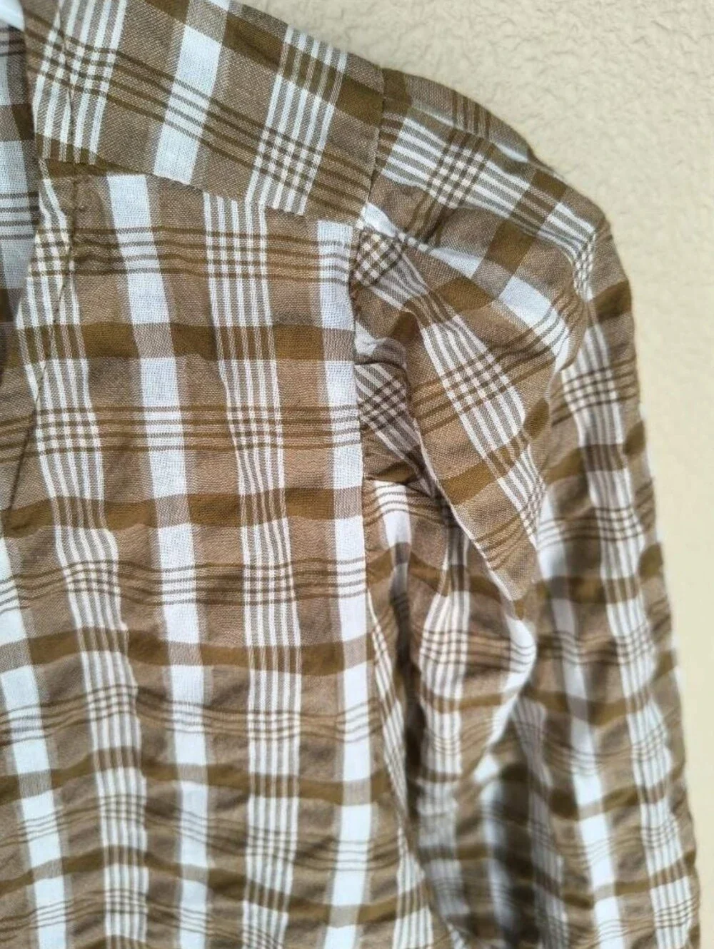 Madewell Westover Top in Sandown Plaid Weathered Olive Size 6
